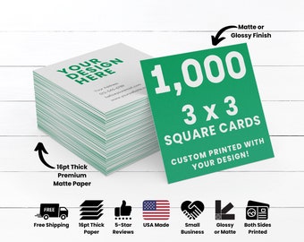 1000 3" Square Business Cards, Custom Business Cards Printed, Square Postcards Printed, Custom Printed Business Cards, Realtor Cards