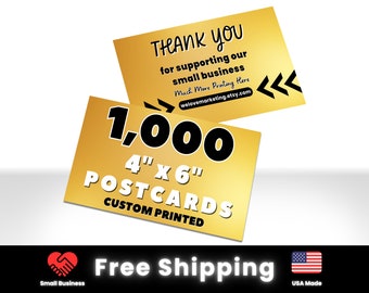 1000 4" x 6" Printed Postcards, Thick 16pt Custom Postcards, Full Color Postcards Printed, Glossy or Matte Finish Postcards, FREE Shipping
