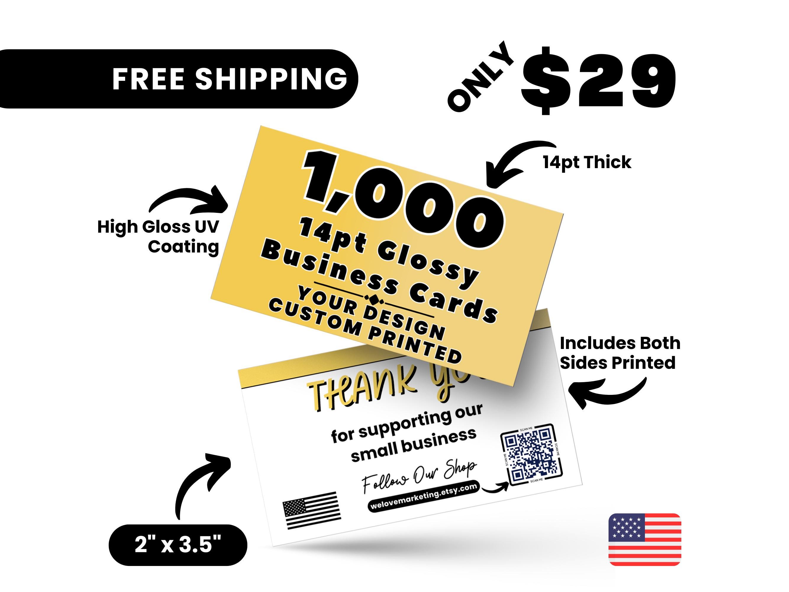 1000 Business Cards Printed, 14pt Full Color Business Cards High Glossy UV Coating, Custom Business Cards, Custom Printing Business Cards