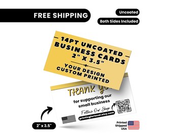 Custom Business Cards | Business Card Printing | 14pt Thick Cardstock | Uncoated Business Cards | Professional Logo Cards Small Business