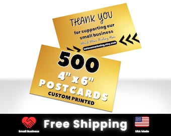 500 4" x 6" Printed Postcards, Thick 16pt Custom Postcards, Full Color Postcards Printed, Glossy or Matte Finish Postcards, FREE Shipping