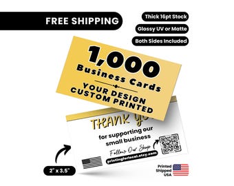 Custom Business Cards | 1000 Business Card Printing | 16pt Thick Cardstock | Glossy or Matte Finish | Professional Logo Cards Small Business