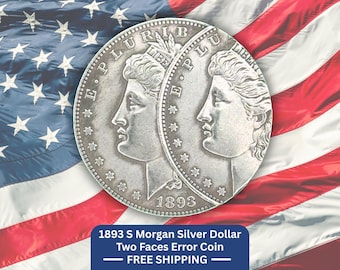 1893 S Morgan Dollar Coin Rare | Two Faces Error Style | Silver Plated Collectible | US Coin | USA Seller and Free Shipping