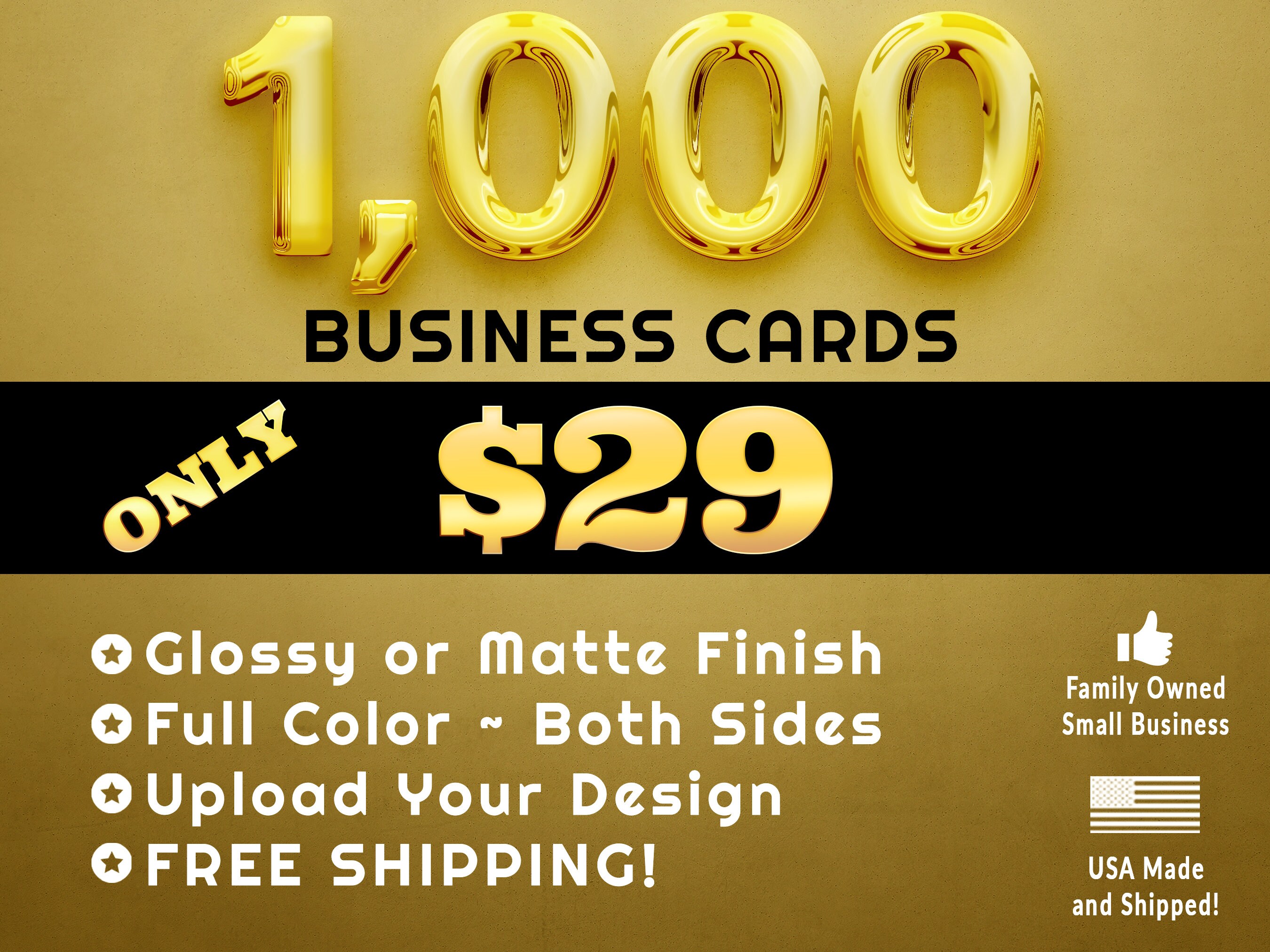 1000 Business Cards Printed Full Color Both Sides Glossy Etsy