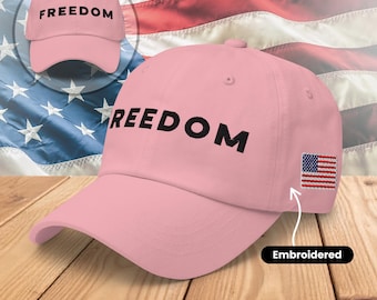 Charlie Kirk Freedom Cap Pink Embroidered Flag Freedom Charlie Cap, Charlie USA Cap, Embroidered Charlie Kirk Cap,Freedom Cap,Yupoong 6245