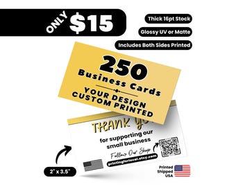 250 Business Cards | Custom Business Card Printing | 16pt Thick Cardstock | Glossy or Matte Finish | Custom Logo Cards | Custom Printing