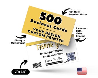 500 Business Cards Printed, Custom Printed Cards, Thick 16pt Glossy or Matte Full Color Business Cards,Custom Cards Printed, Printing Cards