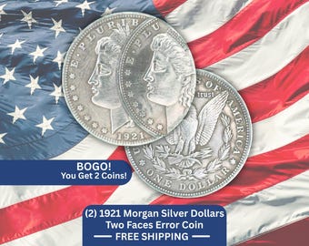 Get (2) 1921 S Morgan Dollar Coin Rare | Two Faces Error Style | Silver Plated Collectible | US Coin | USA Seller and Free Shipping