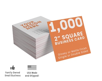 1000 2" Square Business Cards |16pt Glossy or Matte Finish|FREE Shipping|Square Cards|Custom Printed Business Cards|Postcards|Postcard Print