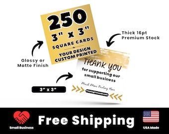 250 3&quot; Square Business Cards, Custom Business Cards Printed, Square Postcards Printed, Custom Printed Business Cards, Realtor Cards