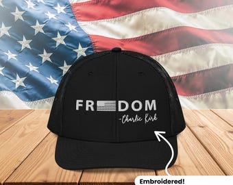 Charlie Kirk Freedom Cap Embroidered, Freedom Charlie Cap, Charlie Snapback Cap, Embroidered Charlie Kirk Cap,Freedom Cap,Richardson 112 Cap