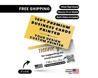 Custom Business Cards | Business Card Printing | 16pt Thick Cardstock | Glossy or Matte Finish | Professional Logo Cards Small Business