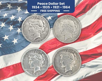 Peace Dollar Coin Set Rare | 1934 1935 1921 1964 High Relief Peace Dollar | Silver Plated Collectible 1oz US Coin | USA Seller Free Shipping