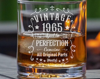 Personalized Aged to Perfection Whiskey Glass - Engraved Birthday Gift