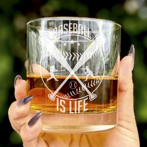 Engraved Baseball Glass: Baseball is Life, Gift for Player