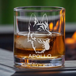 Personalized German Shepherd Dog Engraved Glass - Custom Whiskey, Wine, or Beer Glass - Etched Pet Memorial or Birthday Gift, Dog Lover Gift