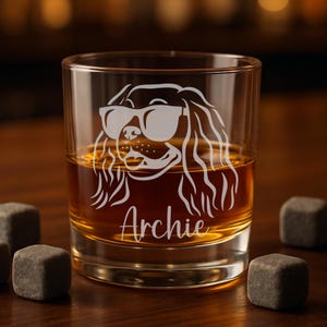 Custom Cavalier King Charles Spaniel Engraved Glass – Dog Mom Gift, Personalized Wine, Whiskey, Beer Glass, Pet Memorial Keepsake