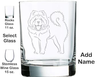 Custom Chow Chow Engraved Glass: Personalized Dog Memorial Gift