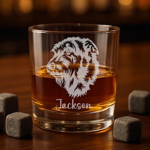 Personalized Irish Wolfhound Engraved Whiskey Glass - Dog Memorial Gift