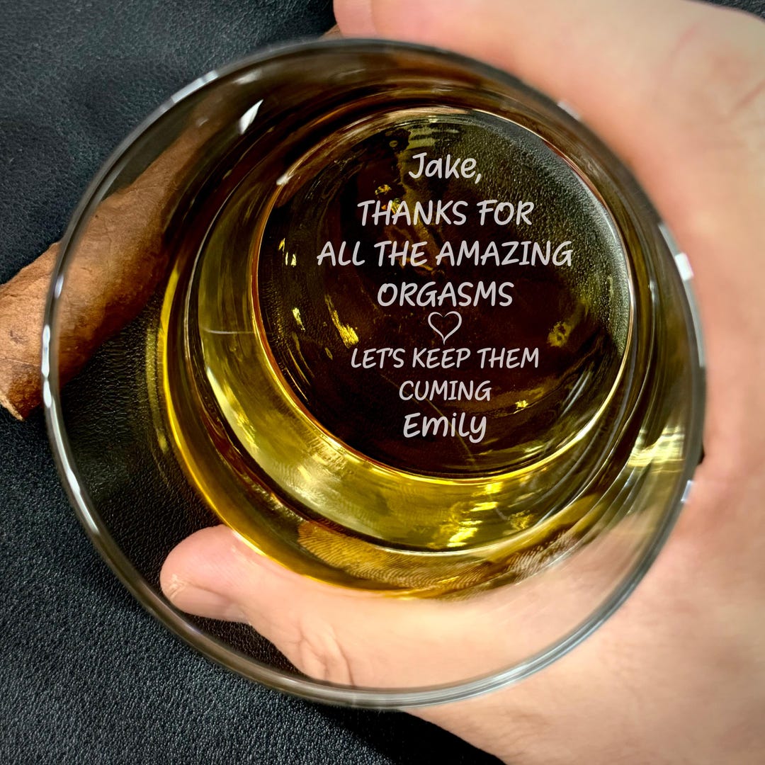 Personalized Engraved Whiskey Glass Flirtatious Playful Message Rocks Bottom Engraving Ideal ...