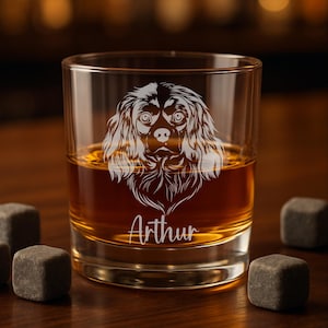 Cavalier King Charles Spaniel Engraved Glass – Custom Dog Lover Gift, Wine Whiskey Beer Glass, Pet Memorial, Dog Mom Keepsake