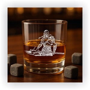 Personalized Engraved Viking Warrior Whiskey Glass - Norse Gift