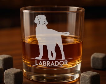 Custom Labrador Dog Engraved Glass: Personalized Pet Memorial Gift