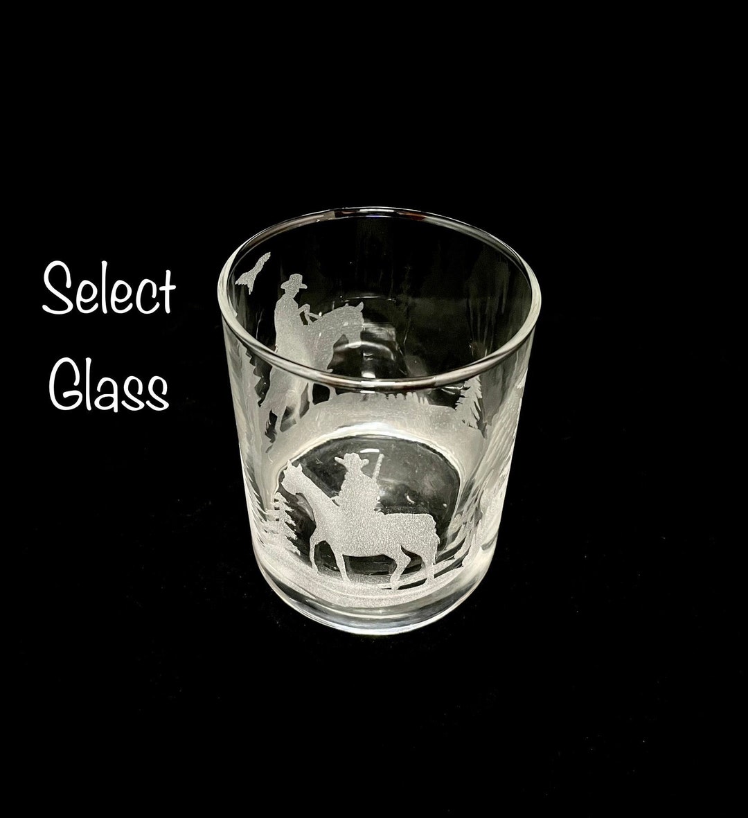 Engraved Cowboys Whiskey Glass - Rocks or Dimpled Old Fashioned Glass ...