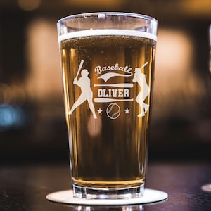 A Unique Gift for the Baseball Lover in Your Life Our Personalized Whiskey, Beer Pint, Wine glass is the Ideal Choice for Fathers, Coaches