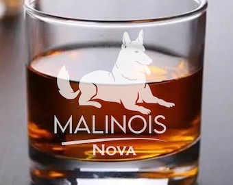 Personalized Belgian Malinois Engraved Glass: Custom Dog Lover Gift