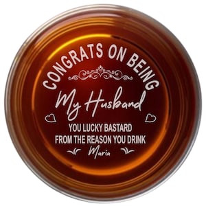 Engraved Whiskey Glass | Funny Husband Gift, Anniversary Present afbeelding 1