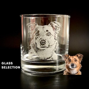 Custom Engraved Pet Photo on Glass | Personalized Dog or Cat Gift | Pet Memorial Etched Glass | Custom Pet Picture Glassware