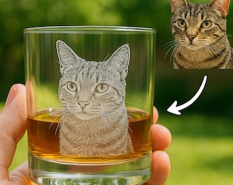 Custom Pet Photo Engraved Glass: Personalized Dog Cat Memorial