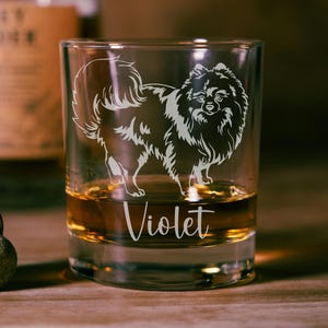 Engraved Pomeranian Whiskey Glass: Personalized Dog Memorial Gift