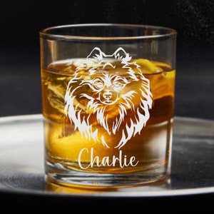 Pomeranian Glass Engraved Gift Dog Lover Whiskey Glass Pomeranian Dog Memorial Gift New Dog Mom Gift Dog Birthday Pomeranian Dog Dad Gift