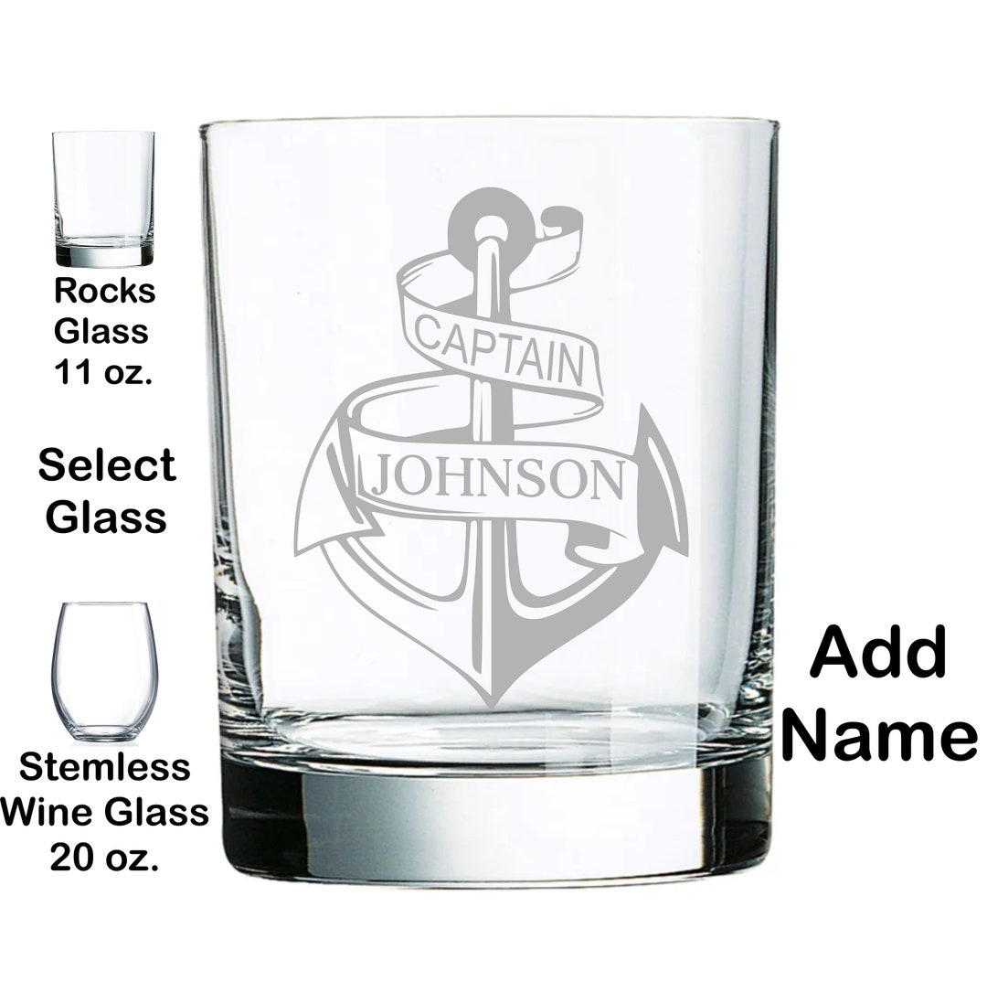 Personalized Glass Name ENGRAVED Rocks Whiskey or Stemless Wine Glass ...