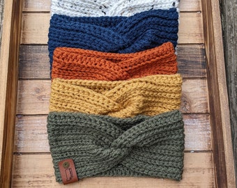 Delcy Crochet Ear Warmer | Crochet Headband | Turban Headwrap | Twisted Earwarmer | Gifts for Her Under 15
