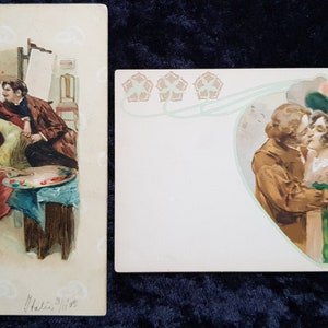 2 x Rares cartes postales européennes de Saint-Valentin / Romance des années 1900