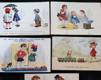 5 x Postales Vintage - Niños