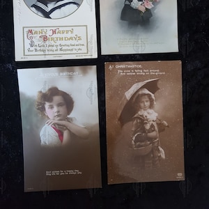 4 x Vintage Greetings Postcards - Children