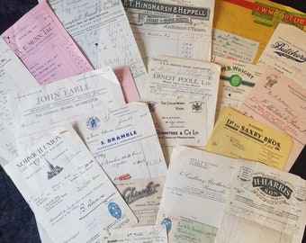 5 vintage facturen jaren 1930/40 - willekeurige selectie