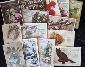 5 x postales de felicitación vintage - Selección aleatoria