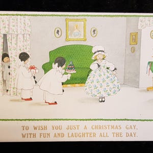 Vers 1920 Carte postale de Noël - Pauli Ebner - 3 Pierrots « Un Noël gay » - Publié par M.M. Vienne