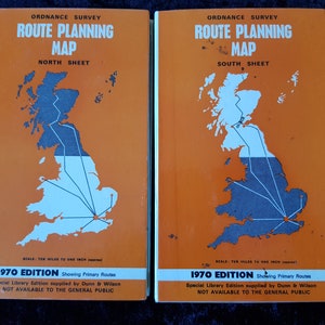 Cartes d’époque laminées des années 1970 - Ordnance Survey - Nord/Sud du Royaume-Uni