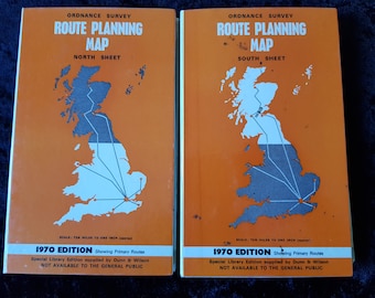 1970s Laminated Vintage Maps - Ordnance Survey - North/South UK