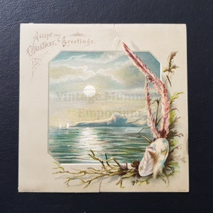 1884 Victorian Christmas Greeting - with glitter