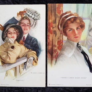2 x 1910s Romance/Valentines Postcards