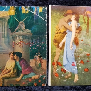 2 x 1900s Romance/Valentines Postcards