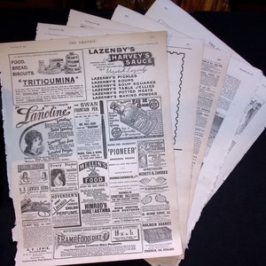 5 x 1895 The Graphic Vintage Pages Kit - Viele Vintage Werbung - Junk Journalling/Craft Projects