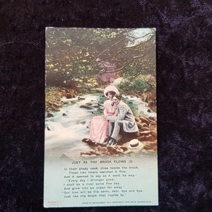 Carte postale romantique de 1910 - Bamforth Song Card - Juste comme le ruisseau coule (3)